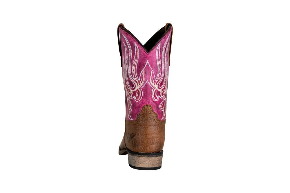 TuffRider Children Arches Flame Embroidered Pink Shaft Square Toe Western Boots - Image 7