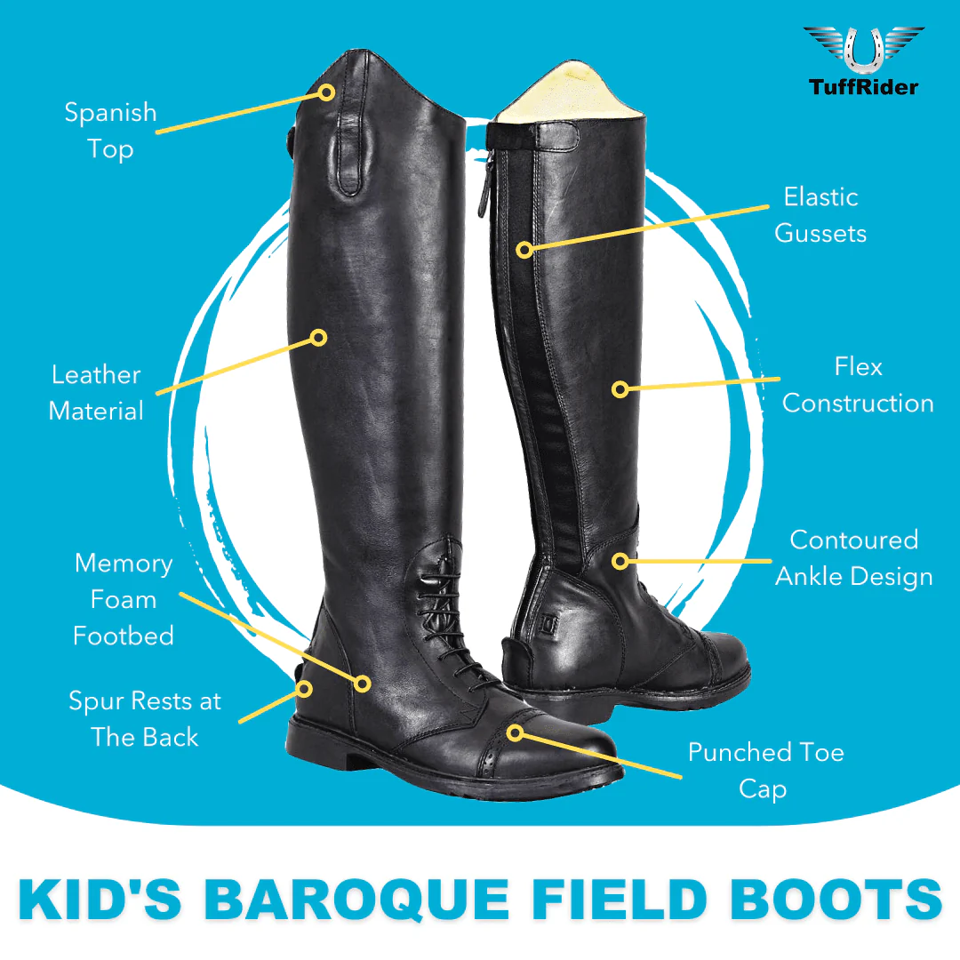 TuffRider Kids Baroque Leather Back Zipper Field Boots - Image 2