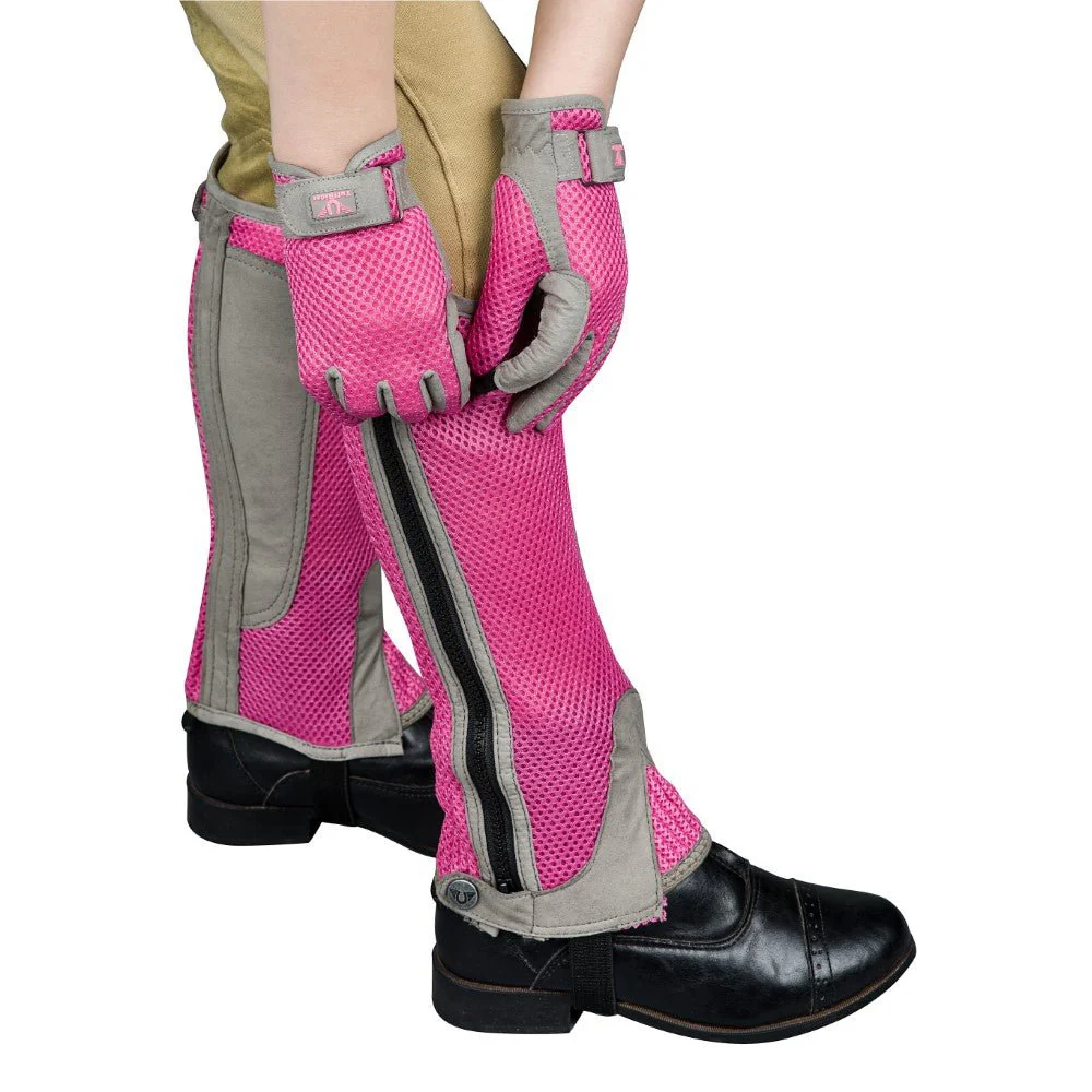 TuffRider Children's Double Up Air Mesh Half Chap and Glove Set - Image 2