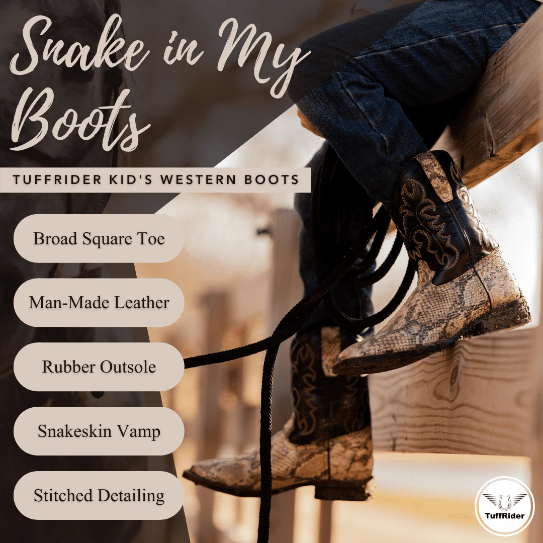 TuffRider Children's Black Snake in My Boot Western Leather Boots - Image 9