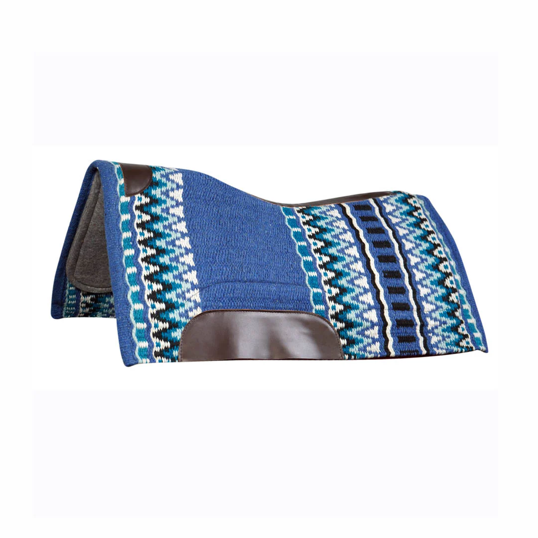 TuffRider Contoured Double Weave Western Saddle Pad- Blue - Image 2