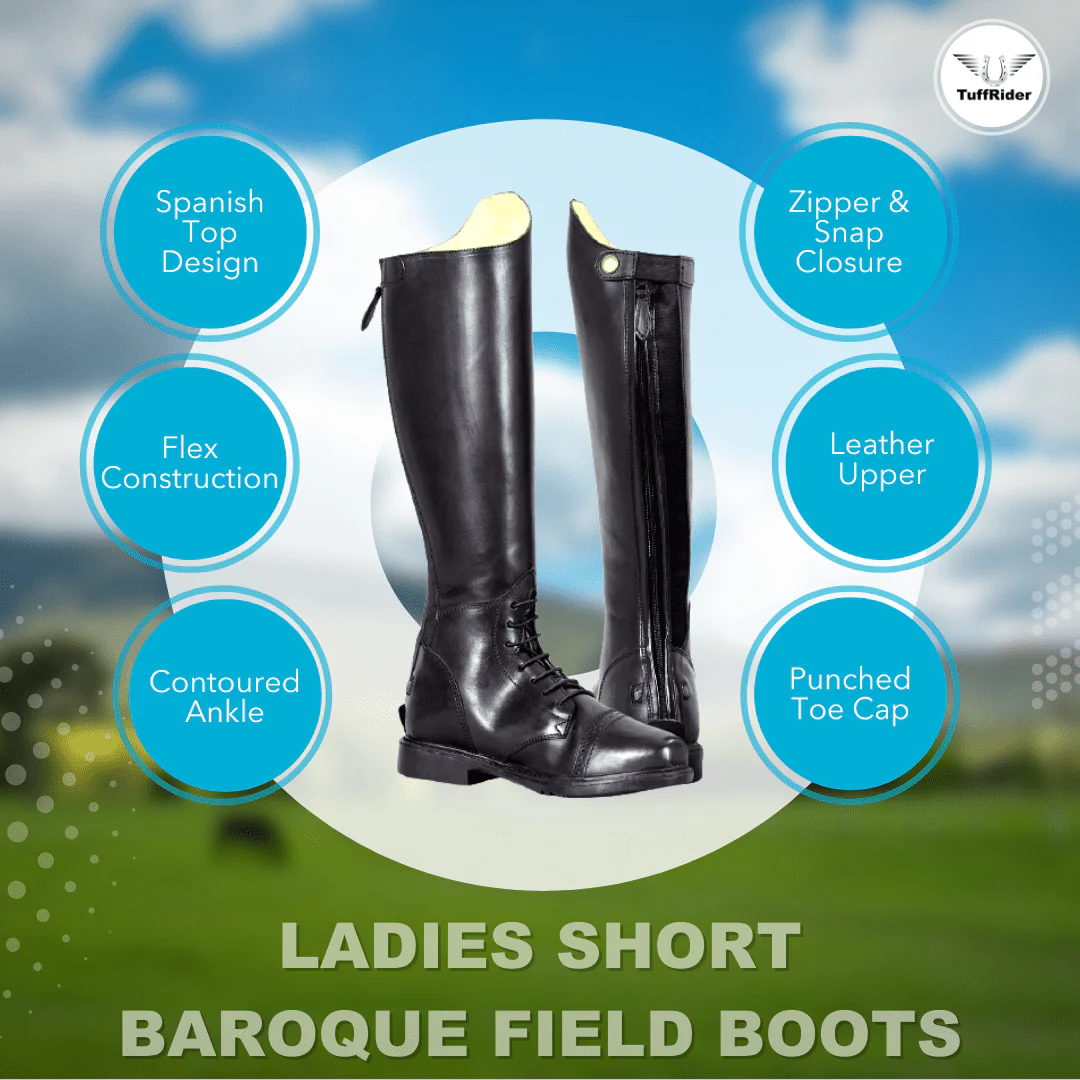 TuffRider Women Leather Back Zipper Short Baroque Field Boots - Image 2