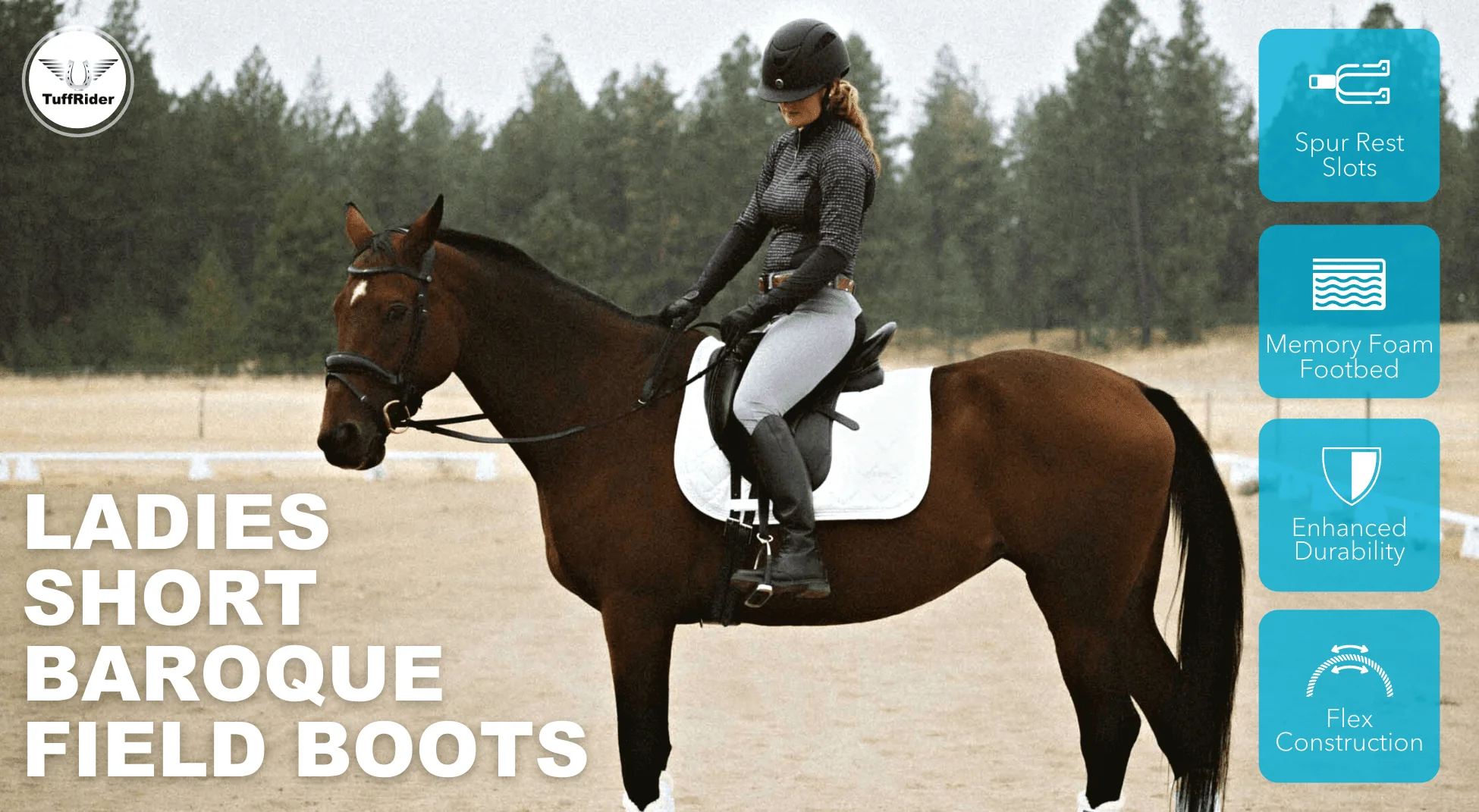 TuffRider Women Leather Back Zipper Short Baroque Field Boots - Image 3