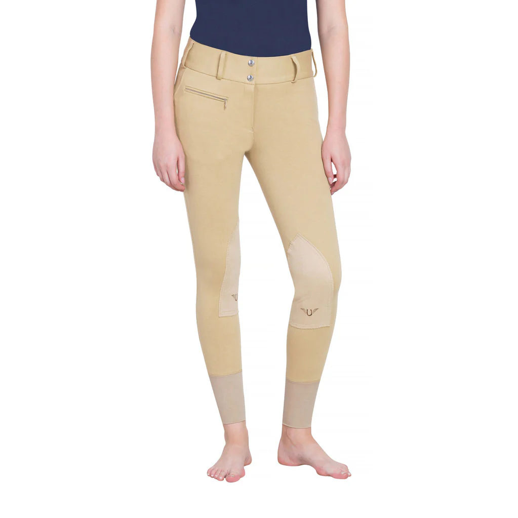 TuffRider Ladies Cotton Lowrise Wide Waistband Knee Patch Breeches - Image 3
