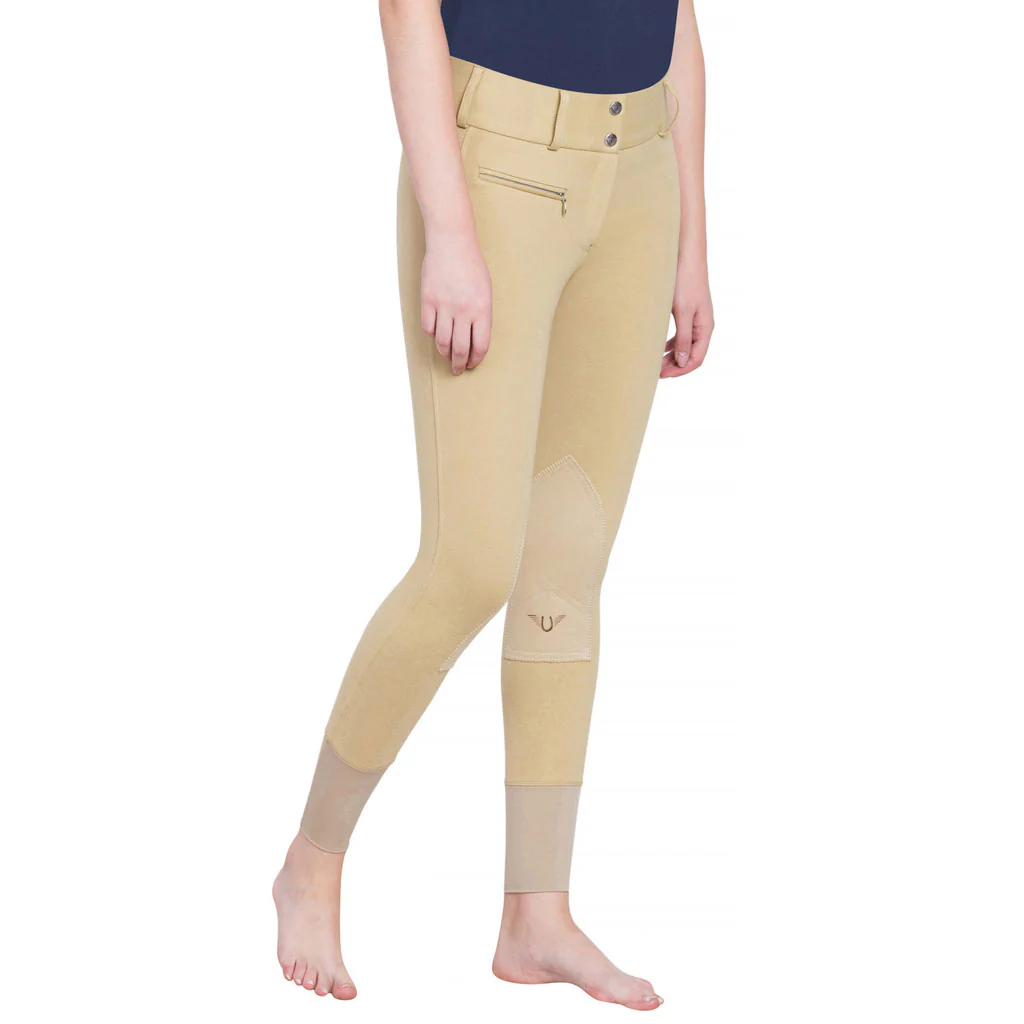 TuffRider Ladies Cotton Lowrise Wide Waistband Knee Patch Breeches - Image 4