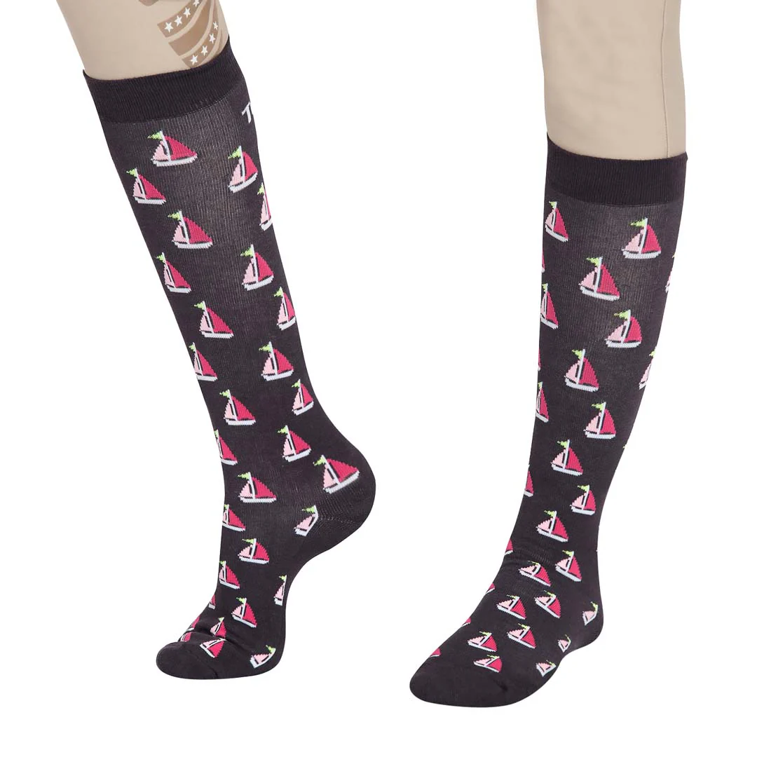 TuffRider Ladies Flamingo/Boat/Horse Knee Hi Socks - 3 Pack - Image 4