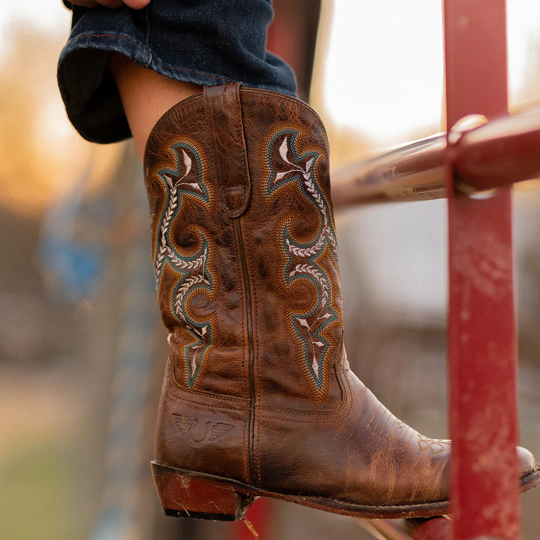 TuffRider Women Jenny Embroidered Leather Square Toe Western Boots - Image 4