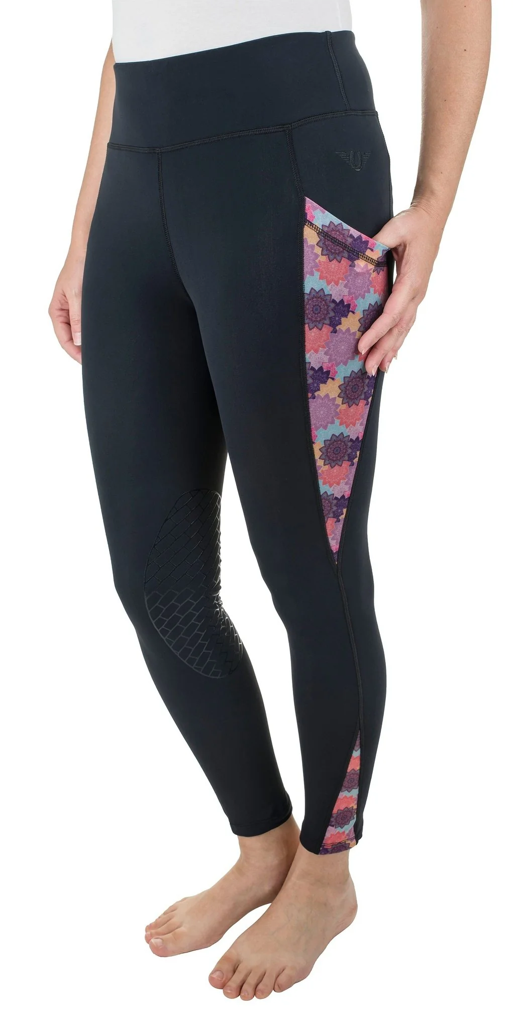 TuffRider Ladies Minerva 3 Season Printed Knee Patch Tights - Image 7