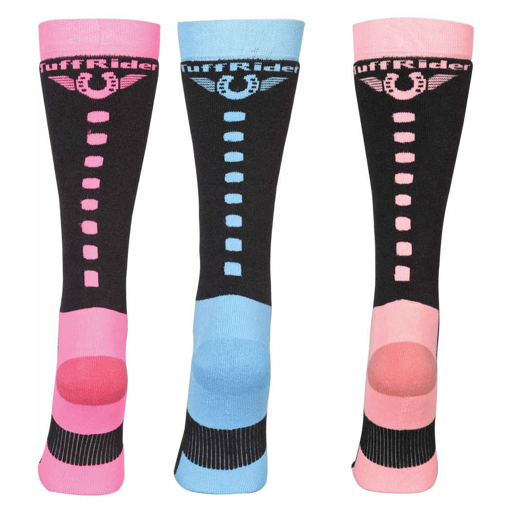 TuffRider Ladies Neon Winter Thermal Knee Hi Socks - 3 Pack - Image 2