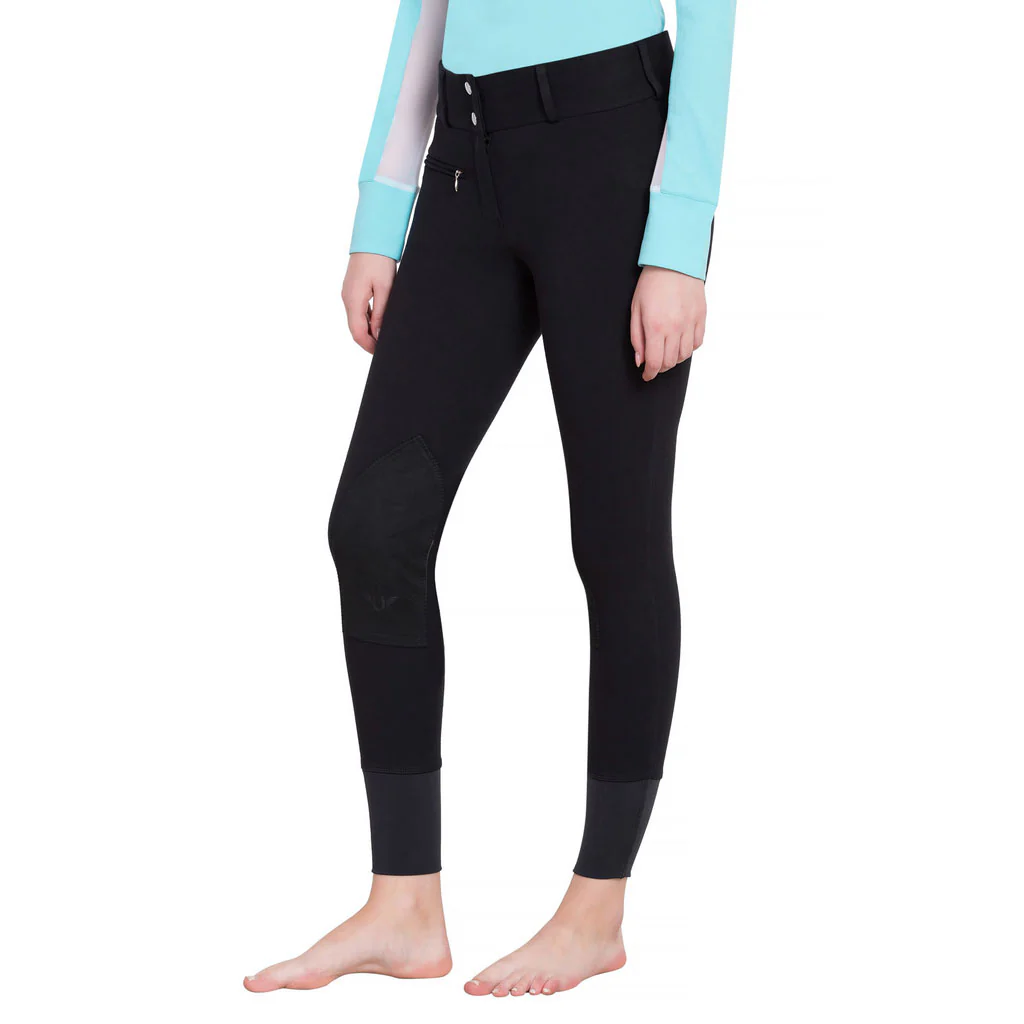 TuffRider Ladies Ribb Lowrise Wide Waistband Knee Patch Breeches - Image 4
