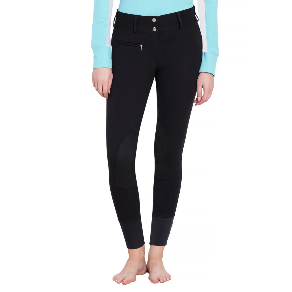 TuffRider Ladies Ribb Lowrise Wide Waistband Knee Patch Breeches - Image 5