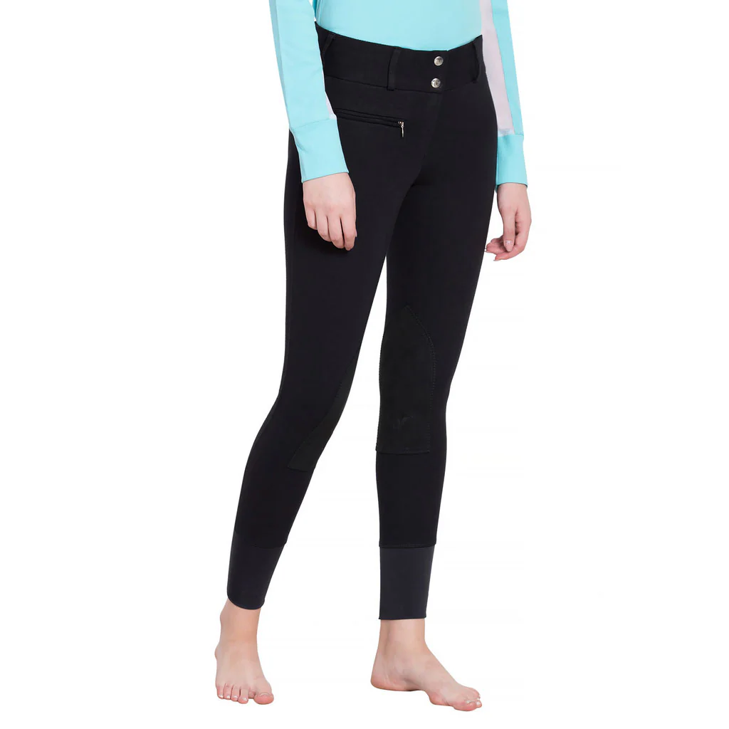 TuffRider Ladies Ribb Lowrise Wide Waistband Knee Patch Breeches - Image 6
