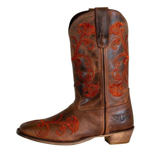 TuffRider Women Signa Floral Embroidered Leather Square Toe Western Boots - Image 2