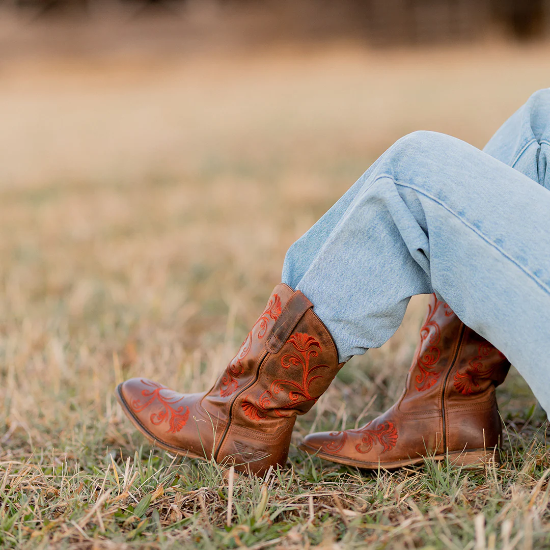 TuffRider Women Signa Floral Embroidered Leather Square Toe Western Boots - Image 3