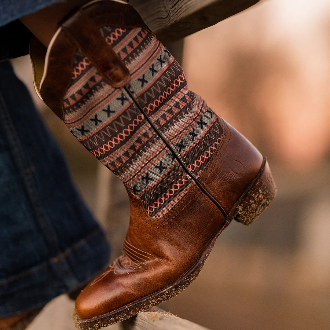 TuffRider Women String Embroidered Leather Square Toe Western Boots - Image 4