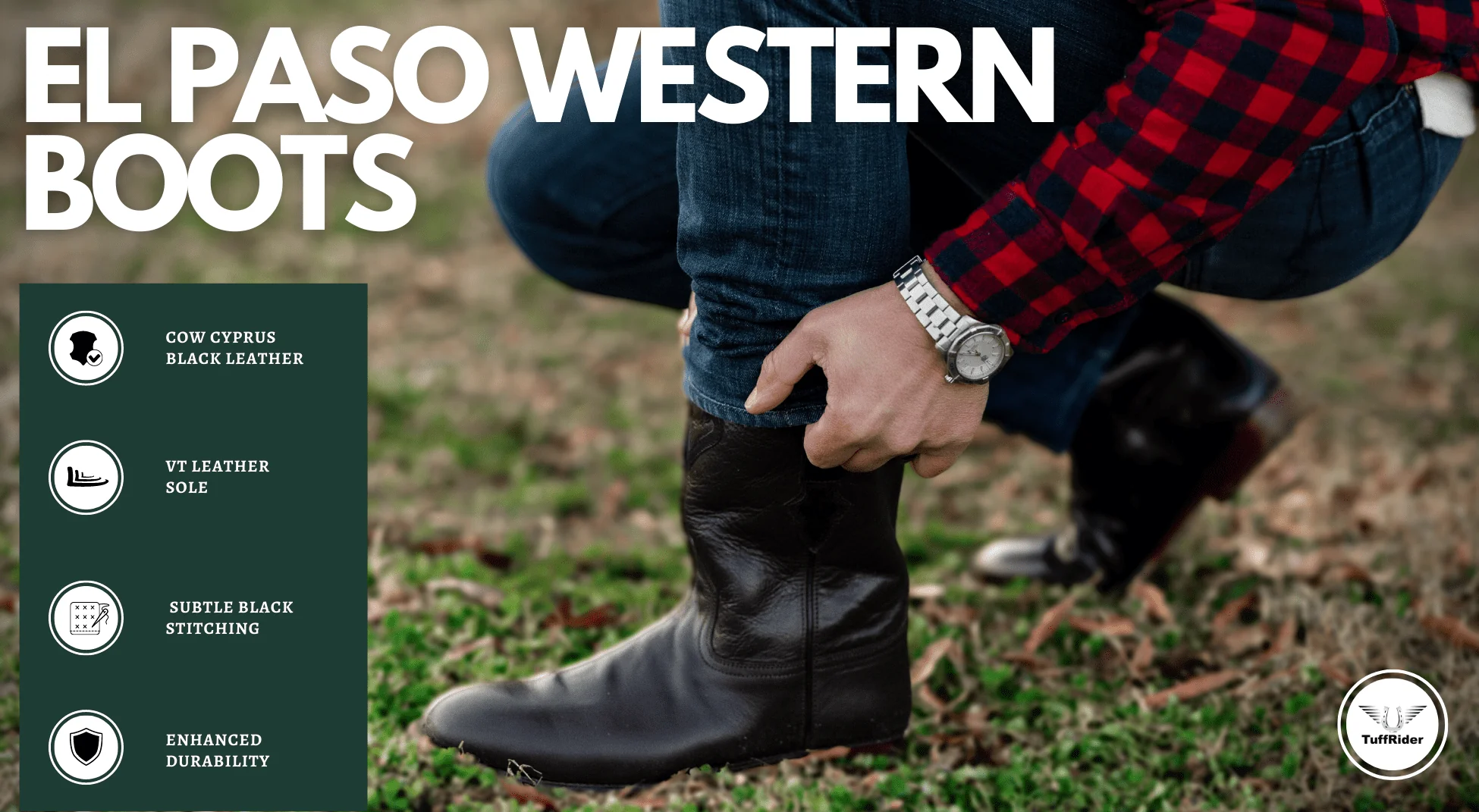 TuffRider Men's El Paso Leather Embroidered Round Toe Western Boots - Image 24