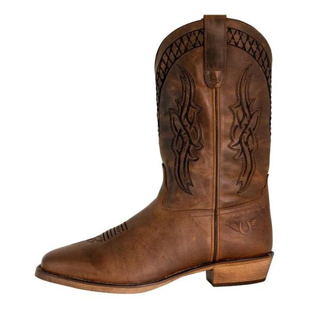 TuffRider Men’s Grand Canyon Leather Embroidered Wide Square Toe Western Boots - Image 2