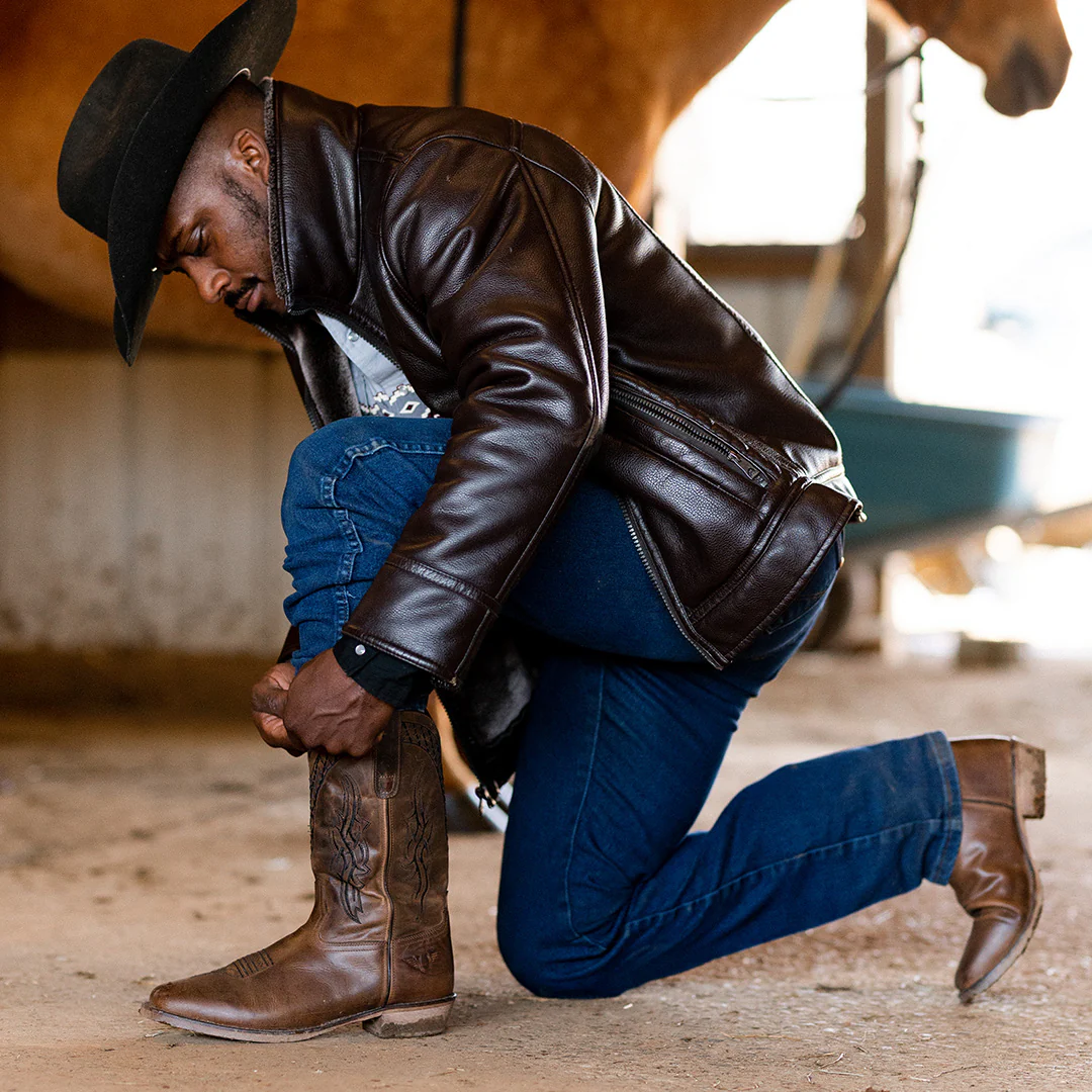 TuffRider Men’s Grand Canyon Leather Embroidered Wide Square Toe Western Boots - Image 3
