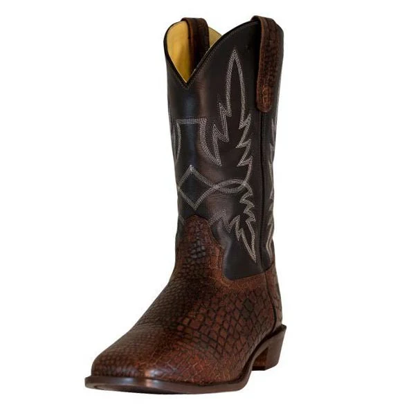 TuffRider Men's Grant Leather Printed Wide Square Toe Western Boots - Image 2