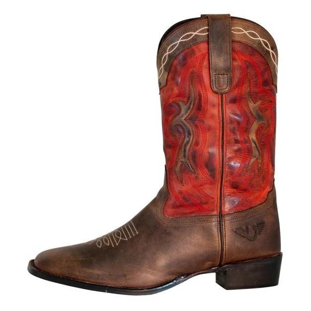 TuffRider Men's Mammoth Leather Distressed & Embroidered Square Toe Western Boots - Image 2