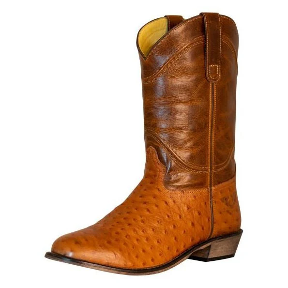 TuffRider Men's Norris Leather Print Wide Round Toe Western Boots