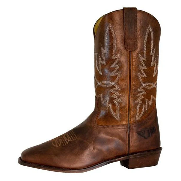 TuffRider Men’s Old Faithful Leather Embroidered Wide Square Toe Western boot - Image 2