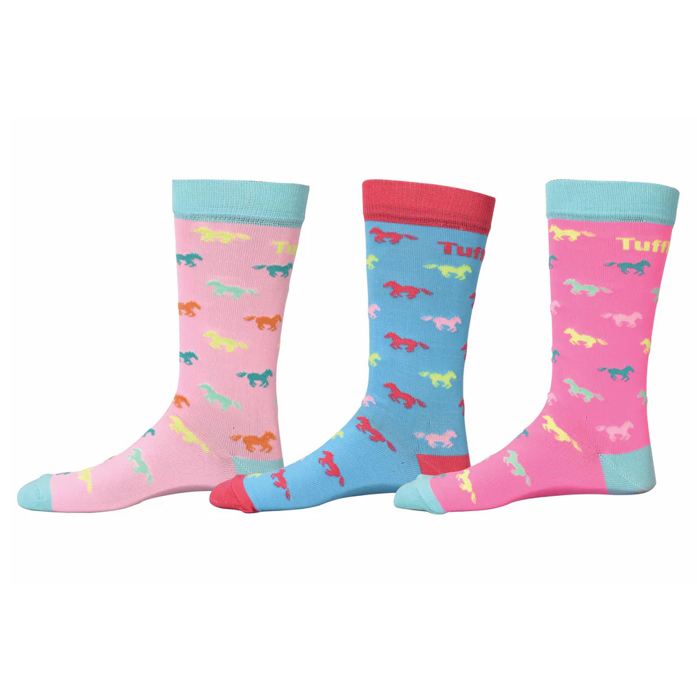 TuffRider Neon Pony Kids Socks - 3 Pack - Image 2