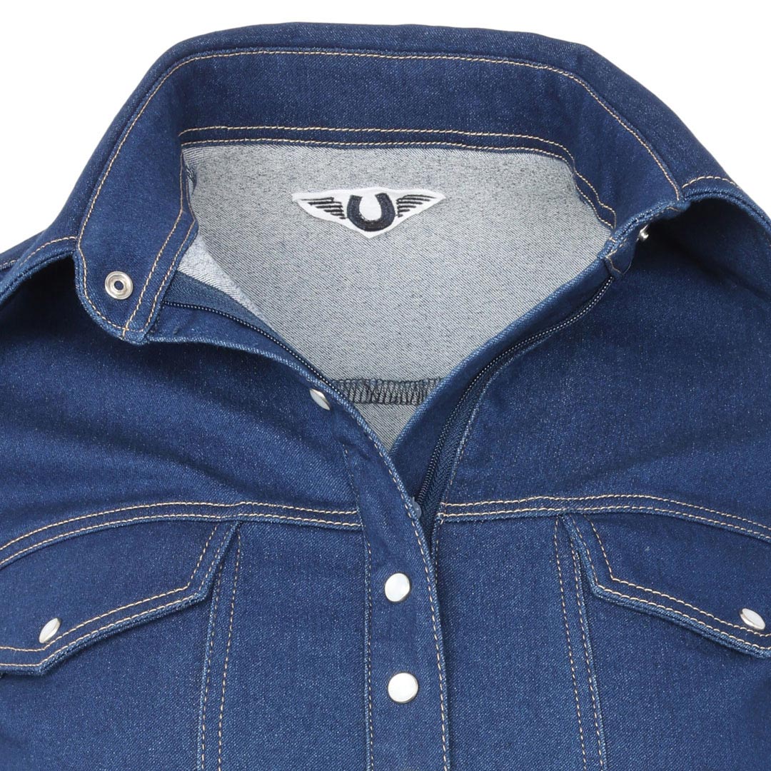 TuffRider Cody Ladies Western Denim Shirt with Covered Zip Closure and Decorative Pearl Snaps - Image 3