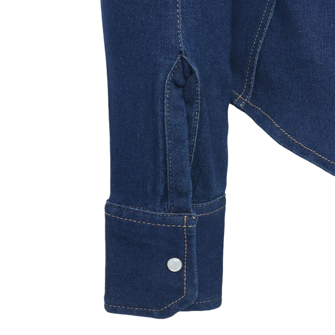 TuffRider Cody Ladies Western Denim Shirt with Covered Zip Closure and Decorative Pearl Snaps - Image 7