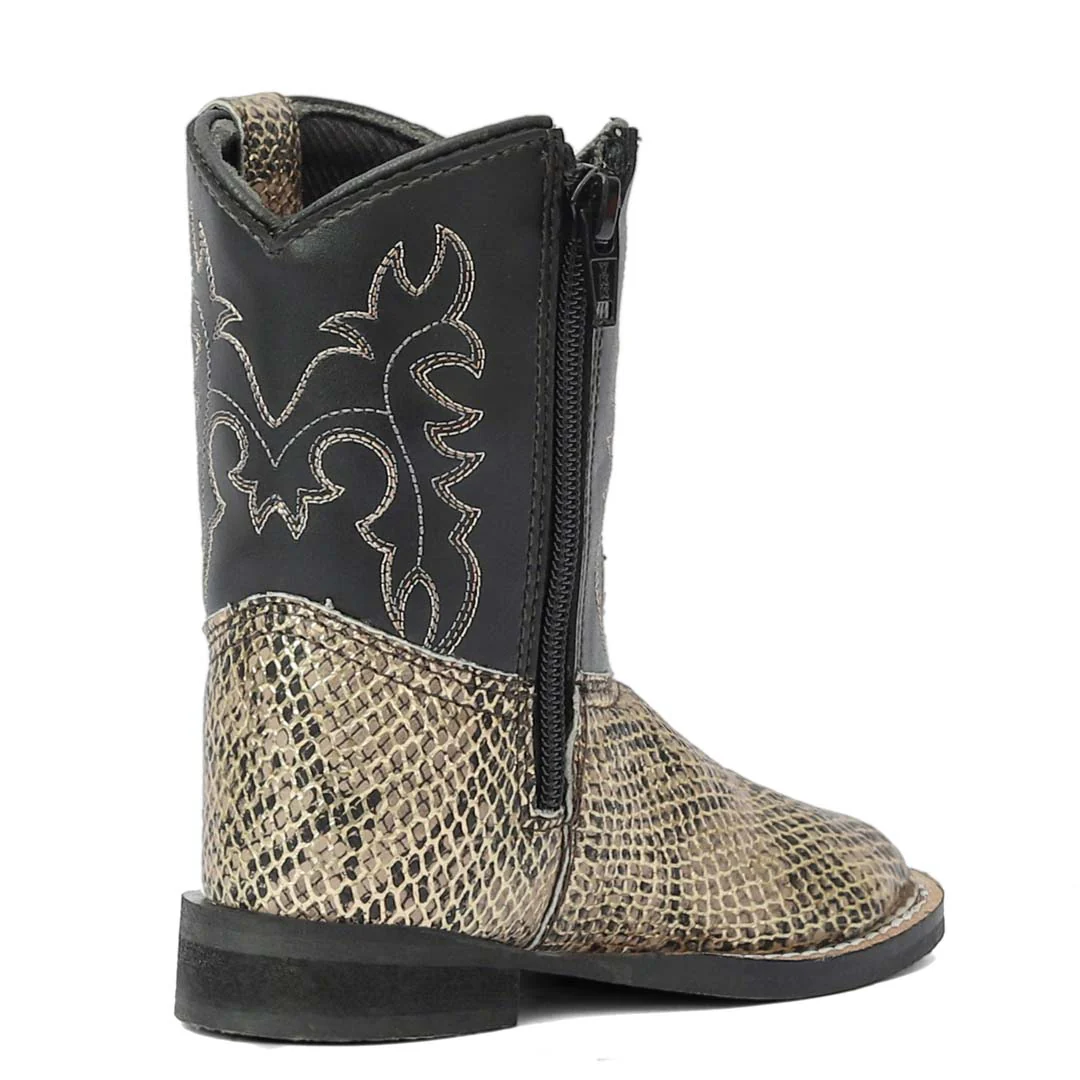 TuffRider Toddler Black Snake in My Boot Western Leather Boots - Image 5