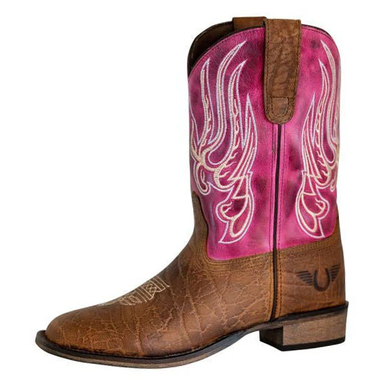 TuffRider Toddlers Arches Flame Embroidered Pink Shaft Square Toe Western Boots - Image 2