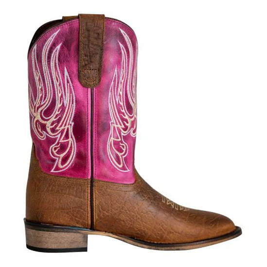 TuffRider Toddlers Arches Flame Embroidered Pink Shaft Square Toe Western Boots - Image 4