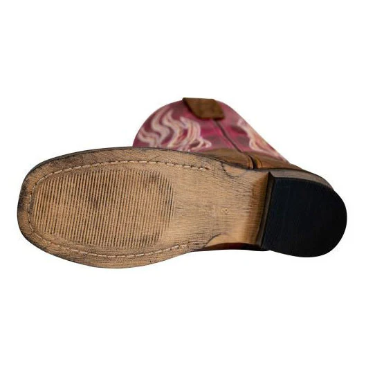 TuffRider Toddlers Arches Flame Embroidered Pink Shaft Square Toe Western Boots - Image 6
