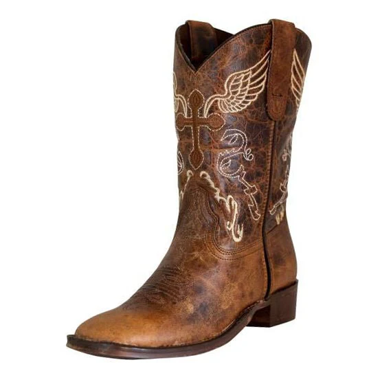 TuffRider Children Sequoia Cross & Wing Embroidered Square Toe Western Boots - Image 2
