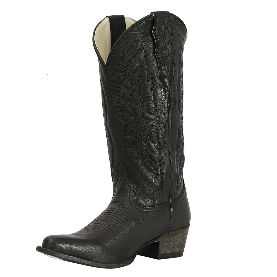 TuffRider Women Cowtown Mid Height Embroidered Leather Snip Toe Western Boots - Image 11