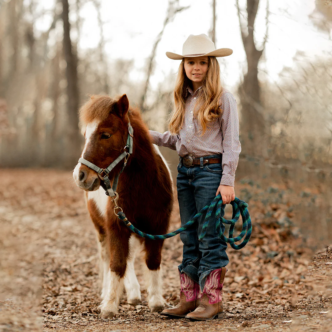 TuffRider Children Arches Flame Embroidered Pink Shaft Square Toe Western Boots - Image 3