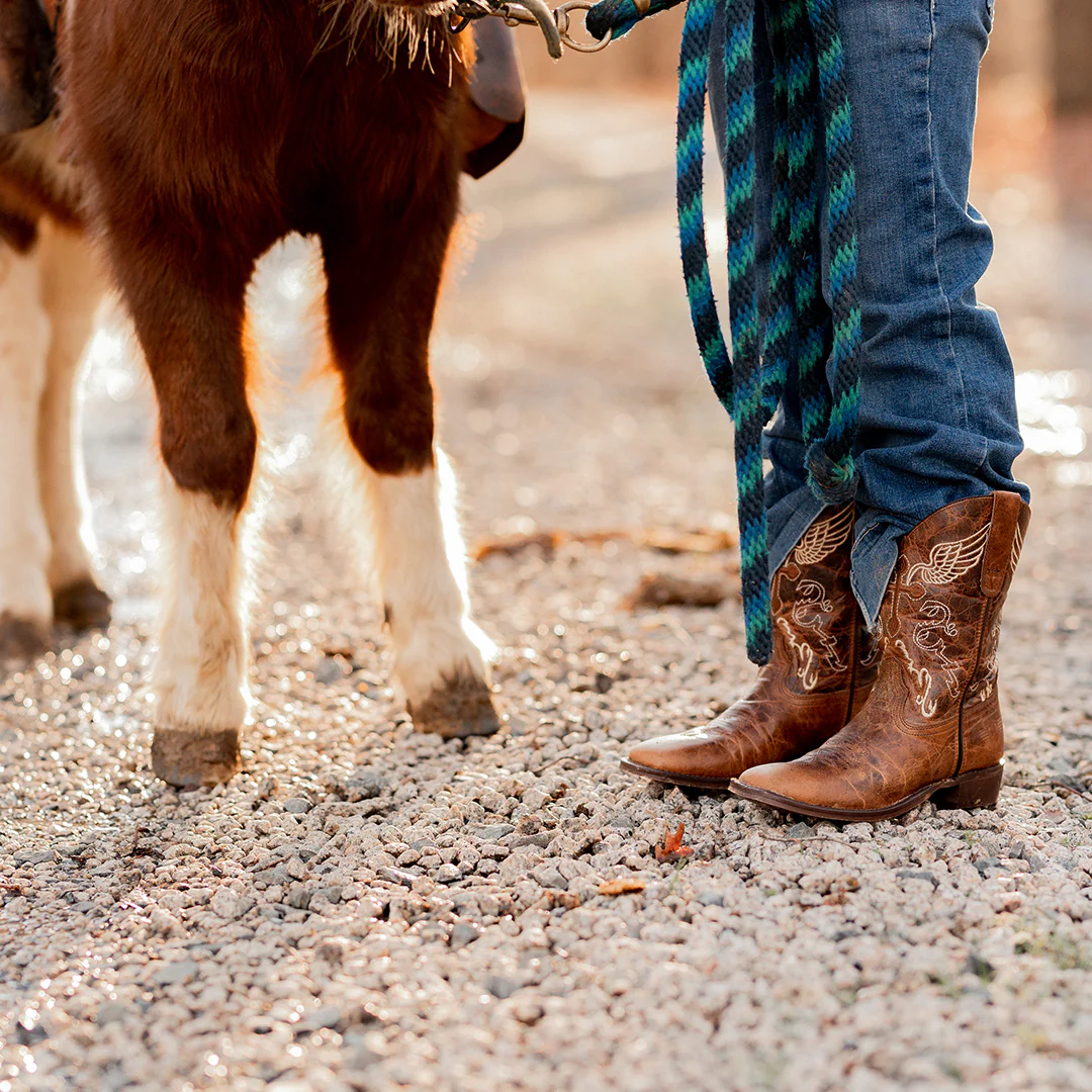 TuffRider Children Sequoia Cross & Wing Embroidered Square Toe Western Boots - Image 4