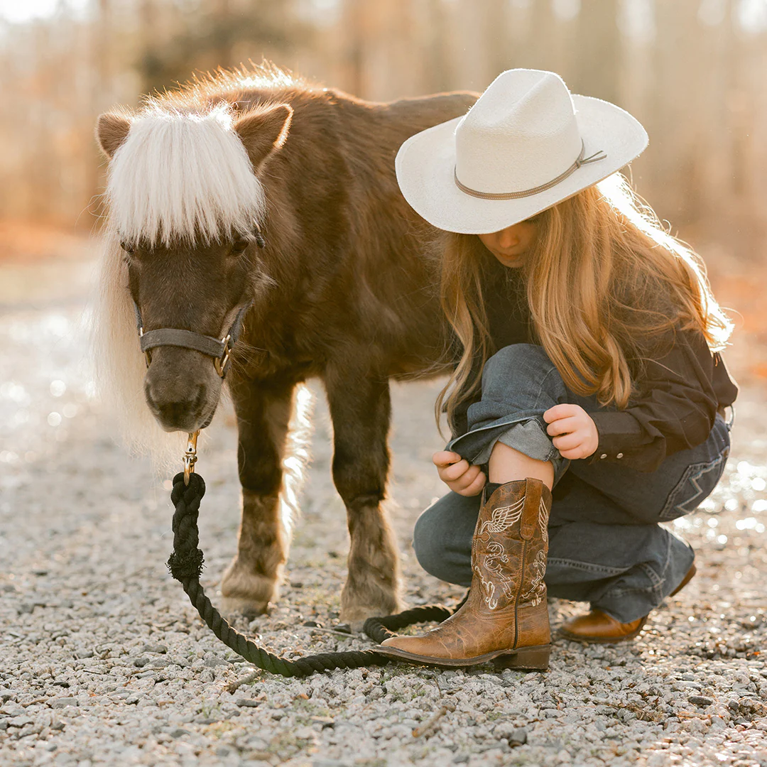 TuffRider Children Sequoia Cross & Wing Embroidered Square Toe Western Boots - Image 3
