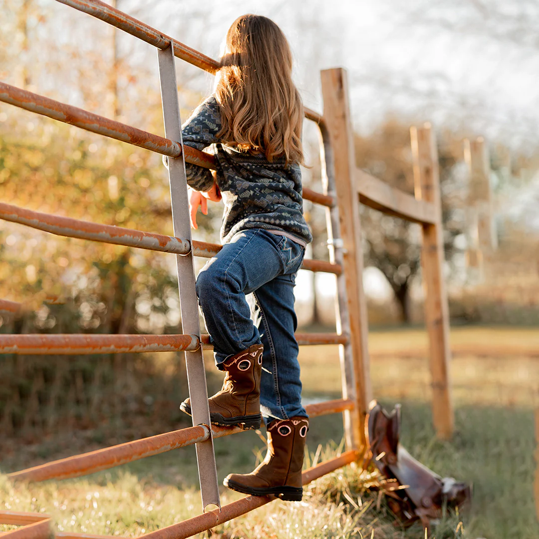 TuffRider Children Yosemite Barbed Wire Embroidered Round Toe Western Boots - Image 3