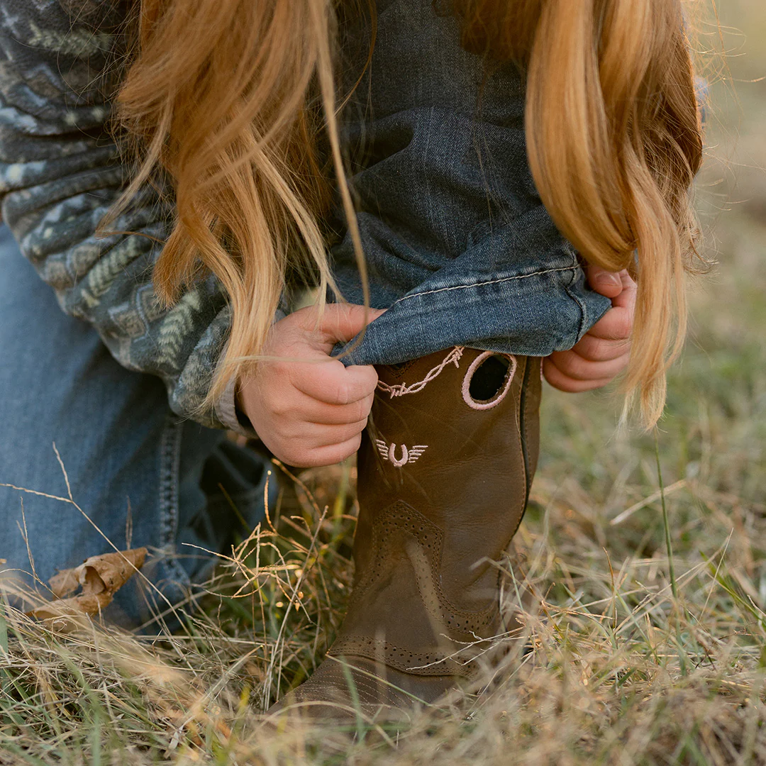 TuffRider Children Yosemite Barbed Wire Embroidered Round Toe Western Boots - Image 4